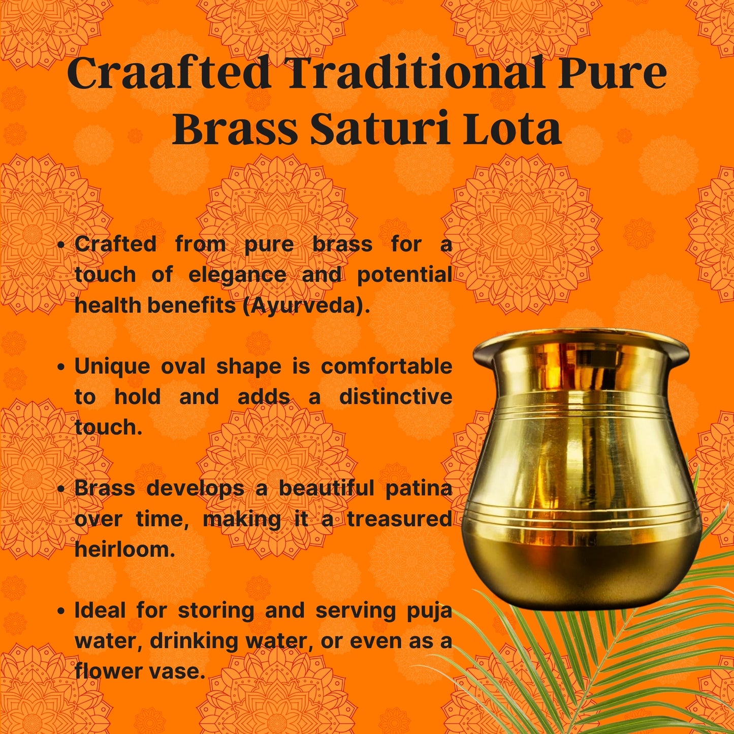 Traditional Pure Brass Saturi Lota