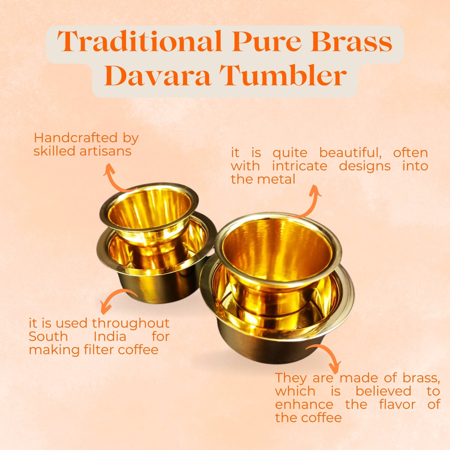 Pure Brass Large Size Coffee Filter with Davara Tumbler