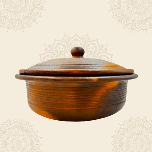 1.5 Liter Premium Handcrafted Clay Pan / Handi with Lid for Cooking and Serving. Color: Black