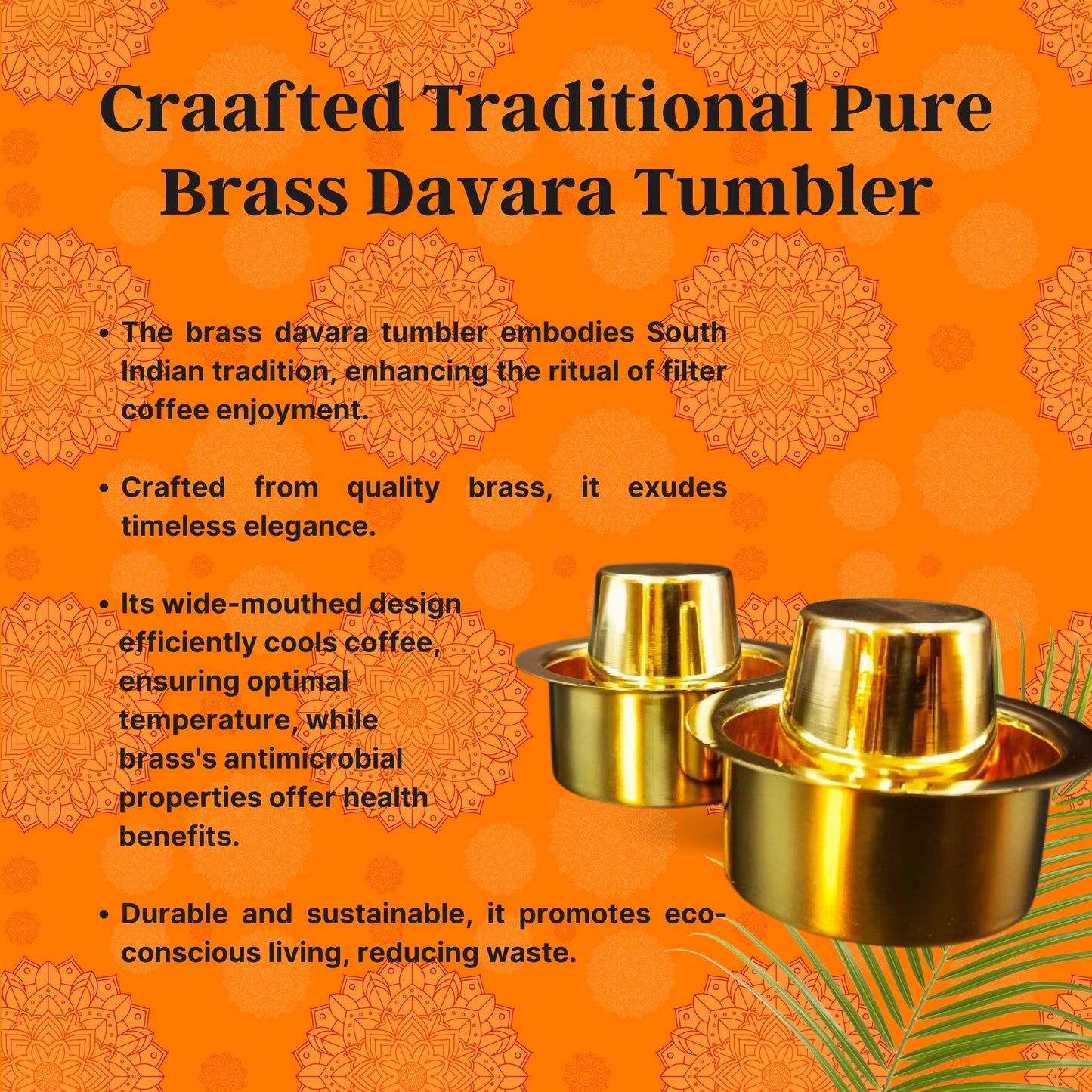 Pure Brass Small Size Coffee Filter with Davara Tumbler