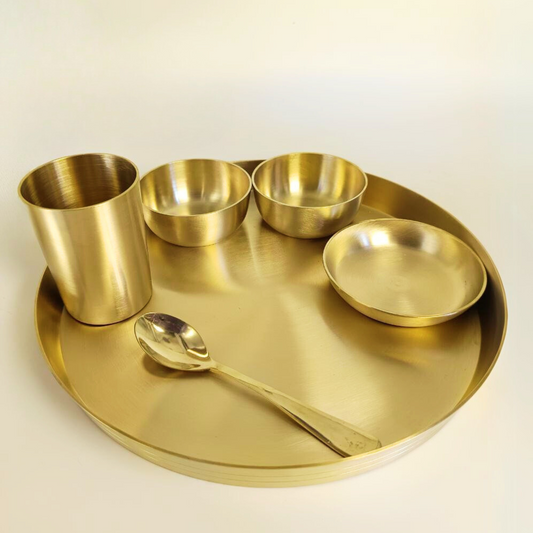 Kansa Thali Set 12 Inch - Matte Finish