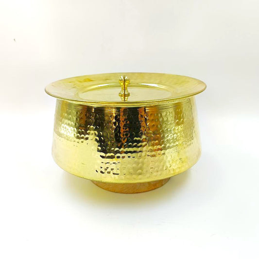 2 Liter Pure Brass Hammered Biryani Handi with Lid - Tin Coated (Kalai)