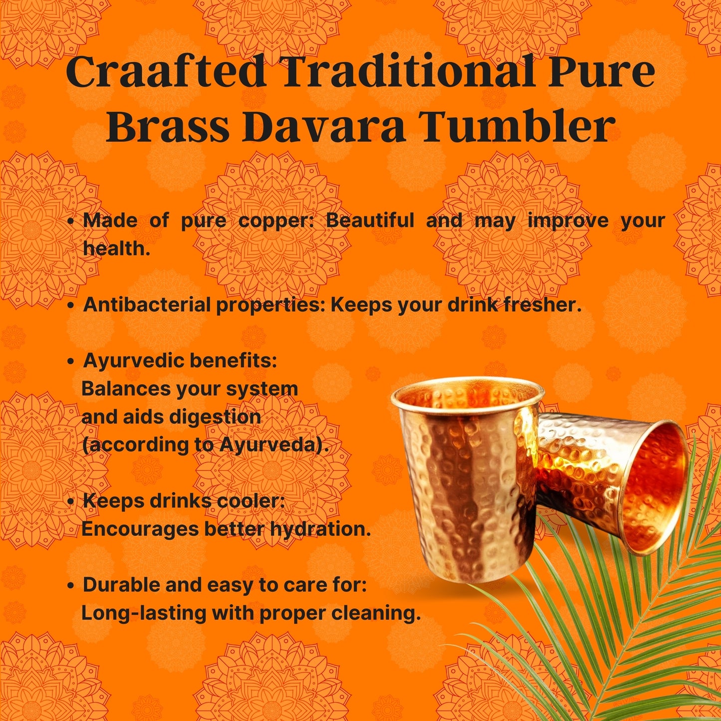 Pure Copper Tumbler Hammered.