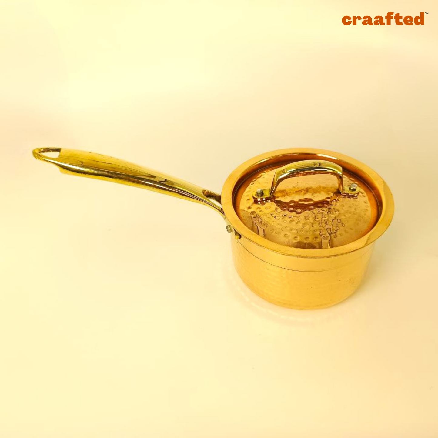 1.5 Liter Pure Copper Saucepan Hammered with Tin Coating Inner Side | Kalai | with Lid.