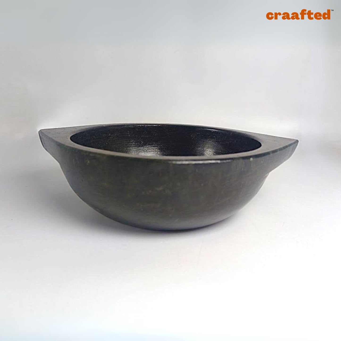2.3 – 2.5 liter Handmade Natural Soapstone / Kalchatti | Kadhai | Open Fire and Gas Stove Compatible | Pre-Seasoned