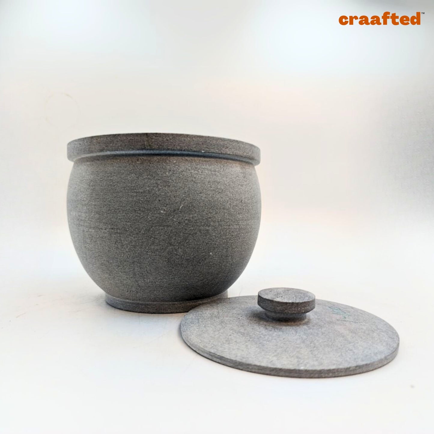 700 – 800 ML Soapstone Curd Pot | Traditional Storage for Fresh, Creamy Curd.