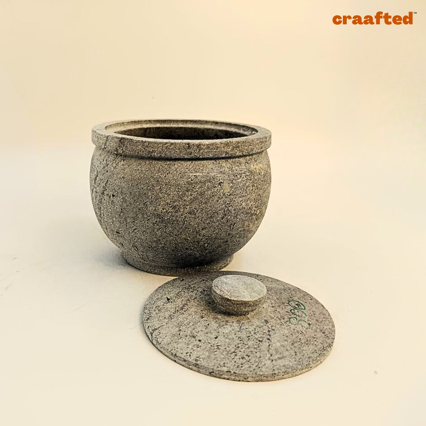 900 ML - 1 Liter Soapstone Curd Pot | Traditional Storage for Fresh, Creamy Curd.