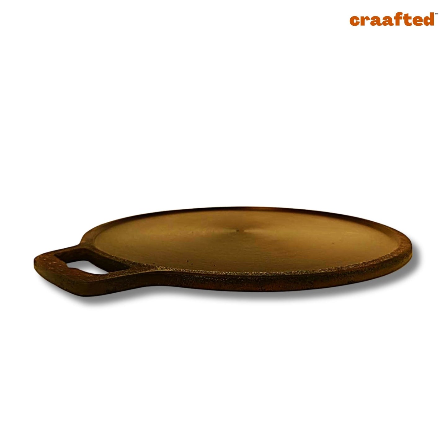 Smooth Golden Finish Cast Iron Roti/Chapati/Dosa Kallu Tawa with Iron Ladle | 11 inch