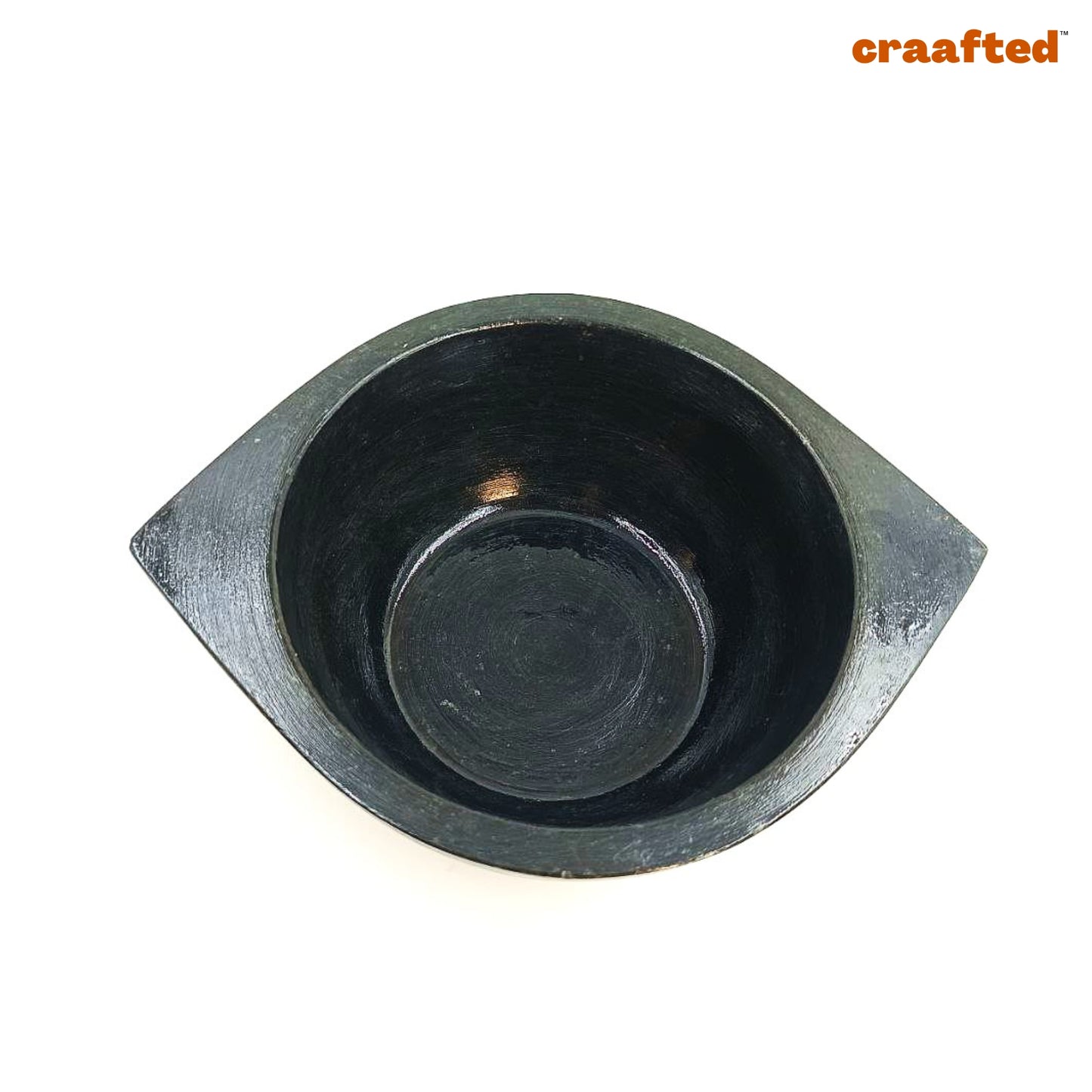 2.3 – 2.5 liter Handmade Natural Soapstone / Kalchatti | Kadhai | Open Fire and Gas Stove Compatible | Pre-Seasoned