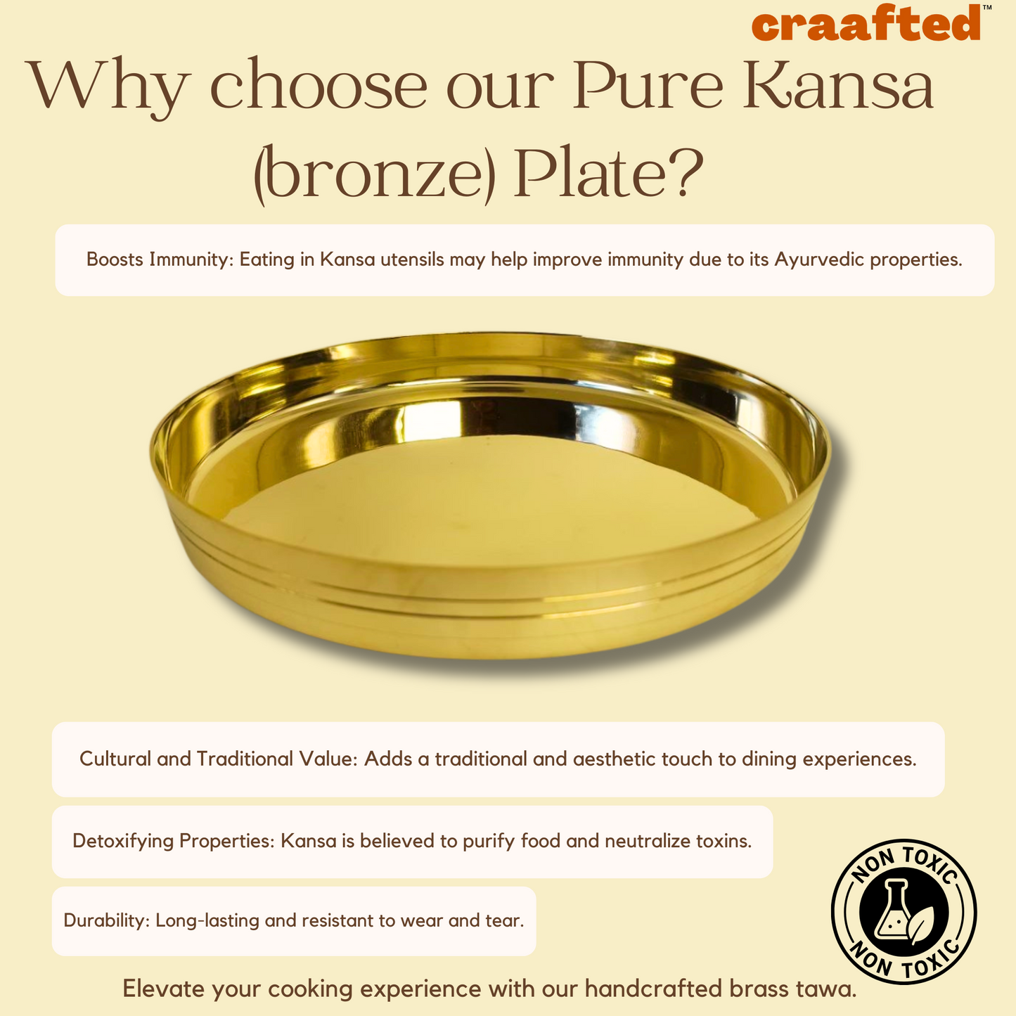 Kansa Thali Plate 10 Inch - Glossy Finish