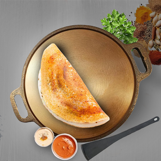 Smooth Golden Finish Cast Iron Roti/Chapati/Dosa Kallu Tawa with Iron Ladle \ 12 inch