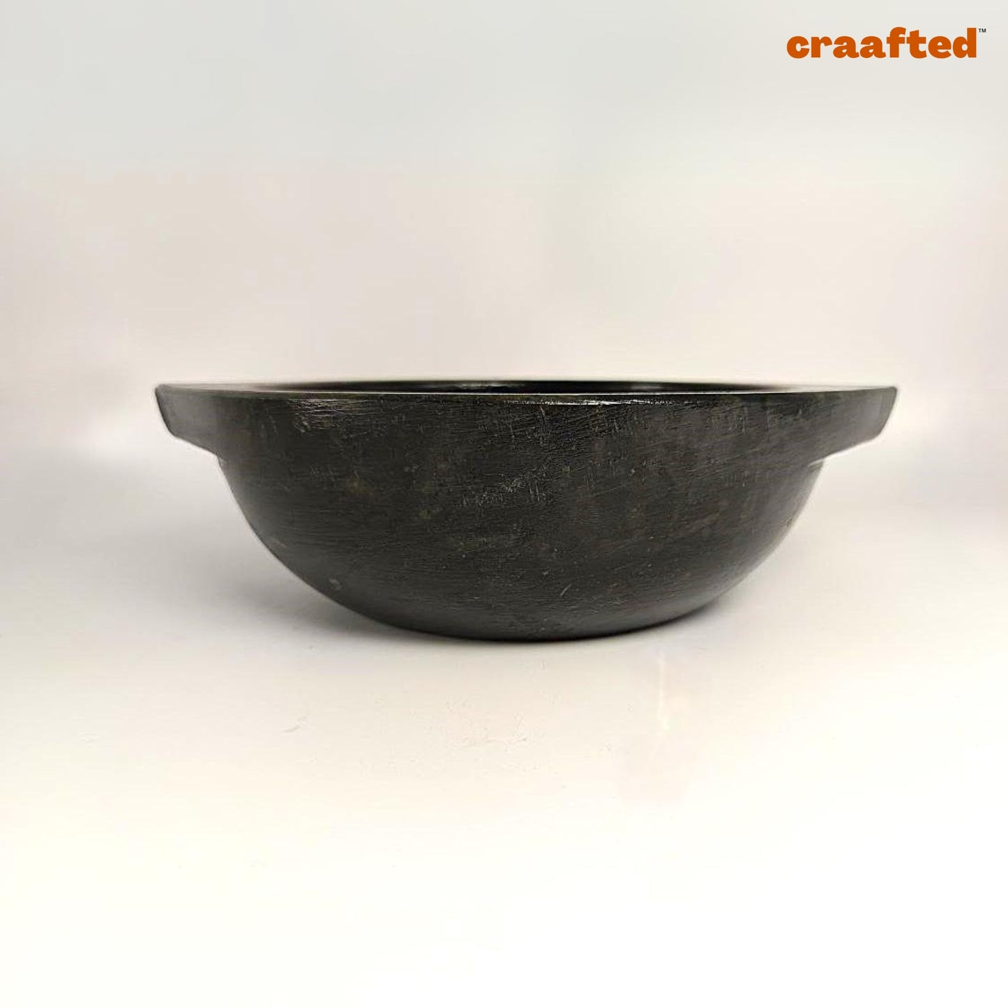 2.3 – 2.5 liter Handmade Natural Soapstone / Kalchatti | Kadhai | Open Fire and Gas Stove Compatible | Pre-Seasoned
