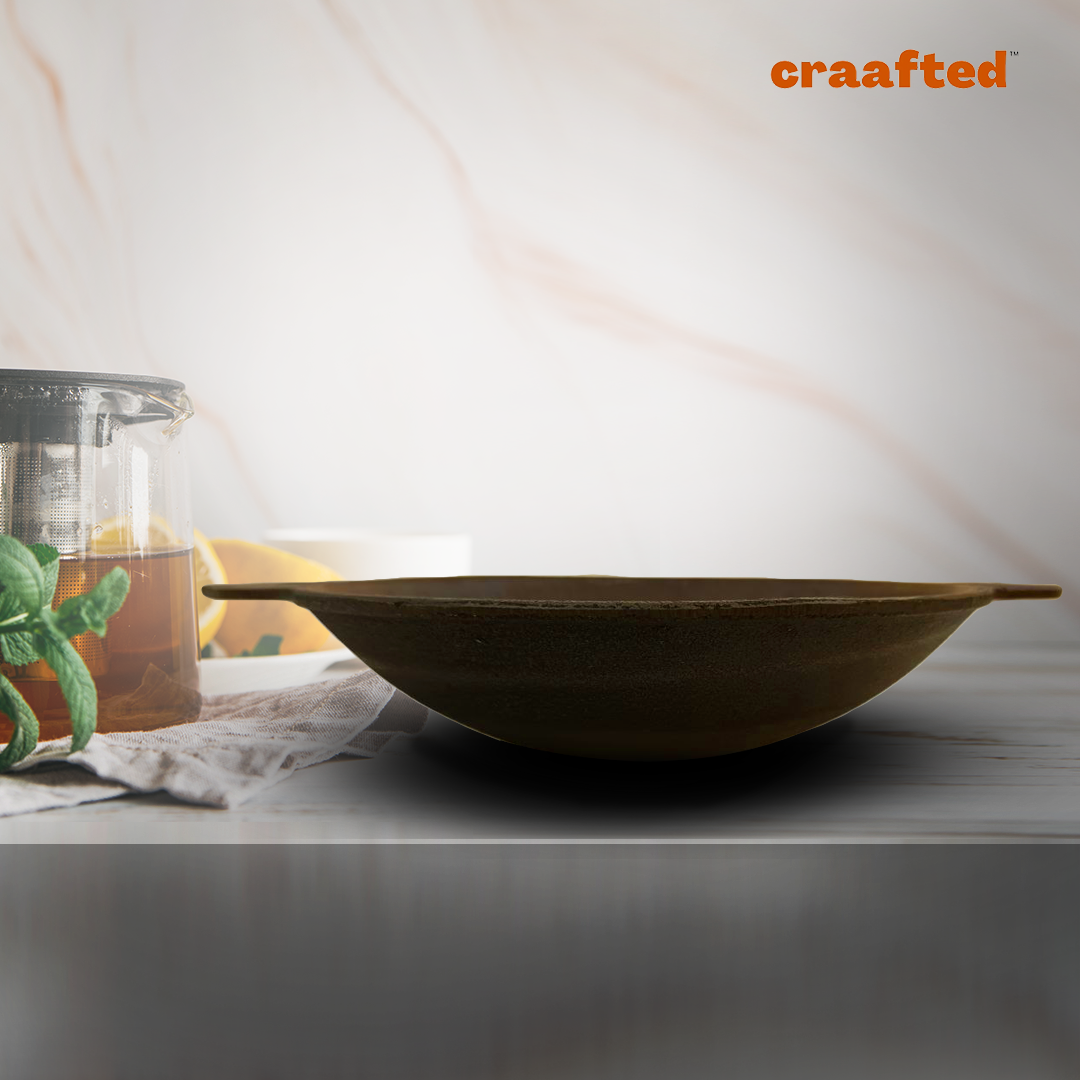 Cast Iron Appa Chatti / Appam Pan with Double Handle 9 inch.