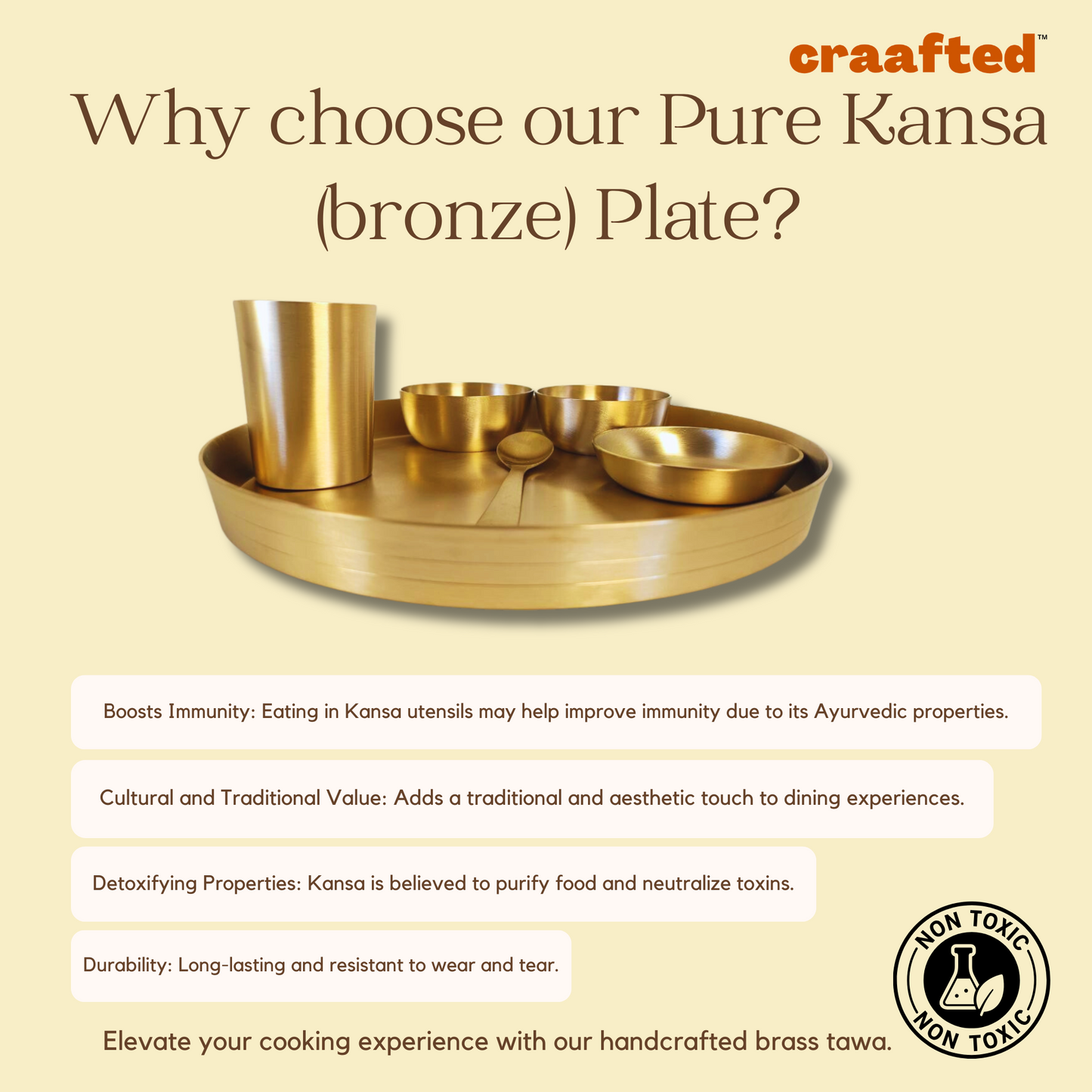 Kansa Thali Set 12 Inch - Matte Finish