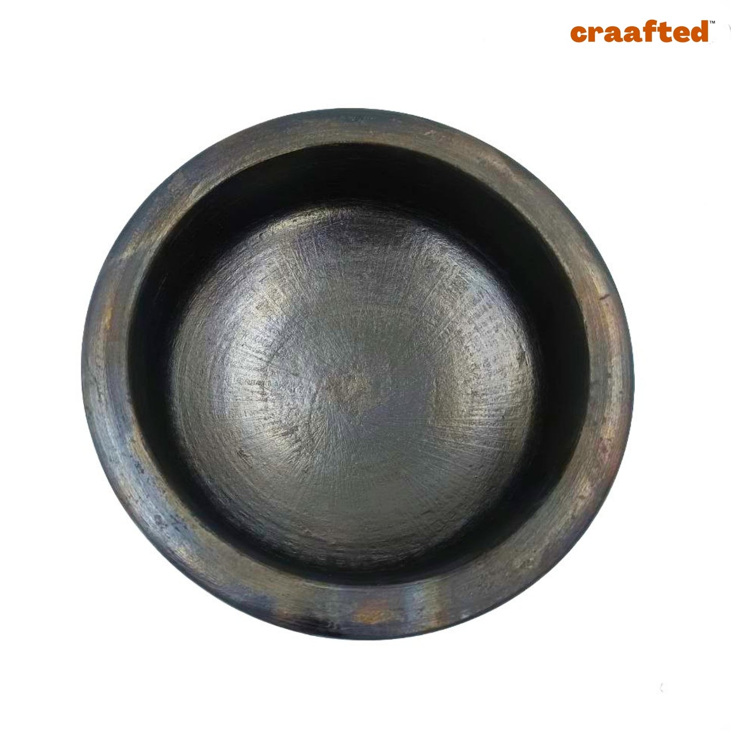 2.5Liter Handcrafted Clay Pan/Pot/Kadai/Earthen/Mud/Mitti Handi - Colour: Black