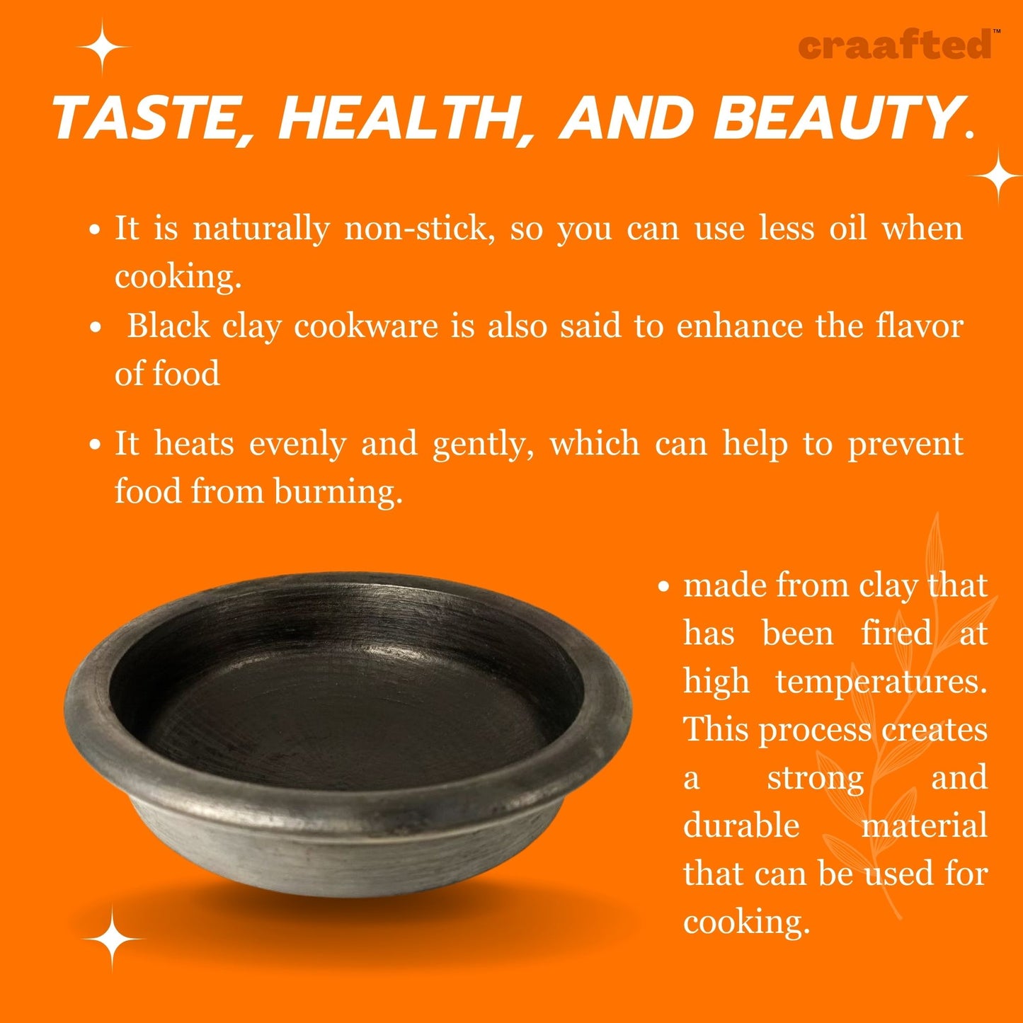 4 Liter Handcrafted Clay Pan/Pot/Kadai/Earthen/Mud/Mitti Handi - Colour: Black