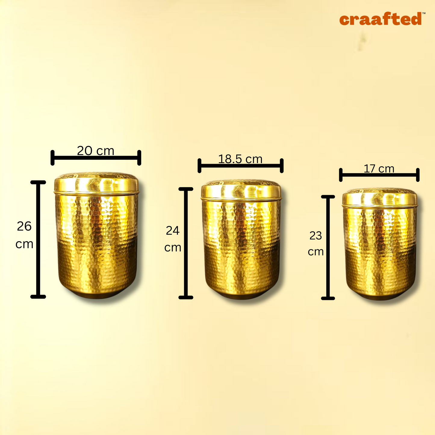 Handmade Traditional Hammered Pure Brass Pital Kitchen Storage Container 4,5,6 | Brass Storage Container | Brass Deep Dabba