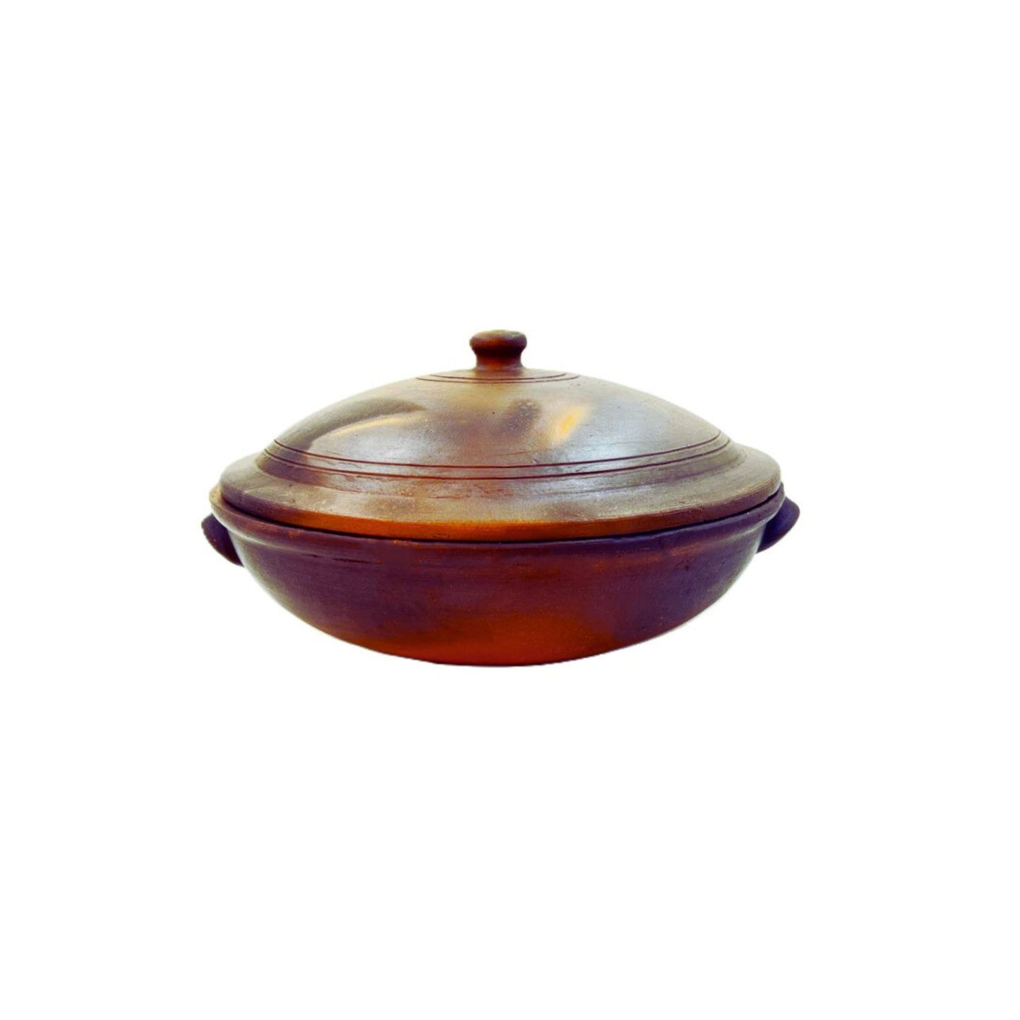 2 Liter Premium Handcrafted Clay Kadai | Handi with Lid for Cooking and Serving. Color: Black