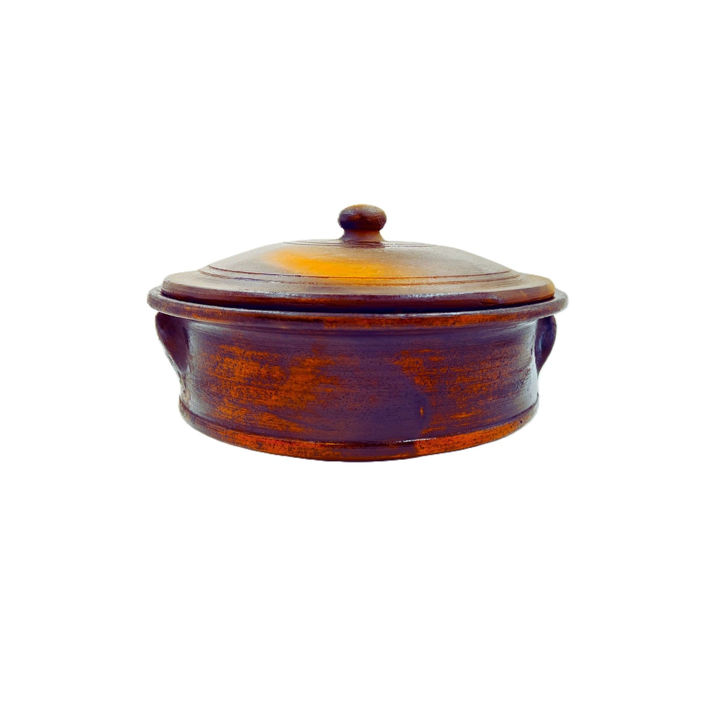 2 Liter Premium Handcrafted Clay Pan | Pot | Handi with Lid for Cooking and Serving. Color: Black