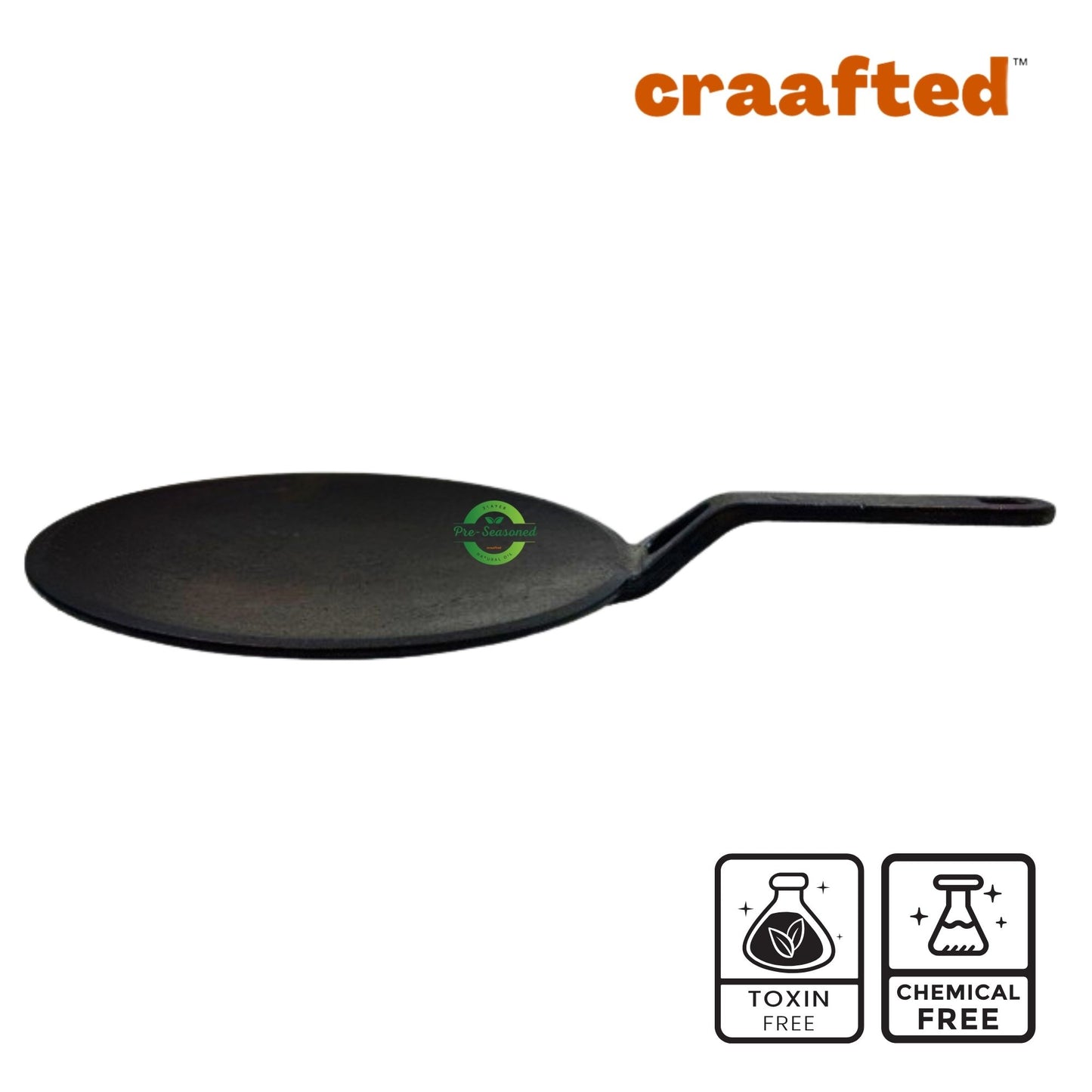 Cast Iron Tawa for Dosa / Chapathi | 25.4 cm / 10 inch, 2.2 kg | Induction Friendly | Non-stick, Pre-Seasoned Tawa