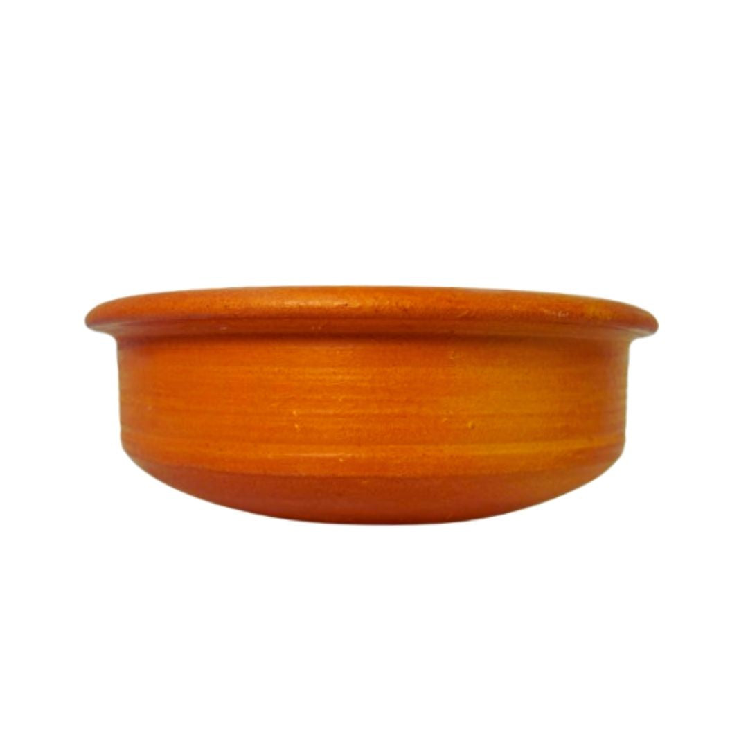 1 Liter Handcrafted Clay Pan - Perfect for Cooking and Serving. Colour: Red