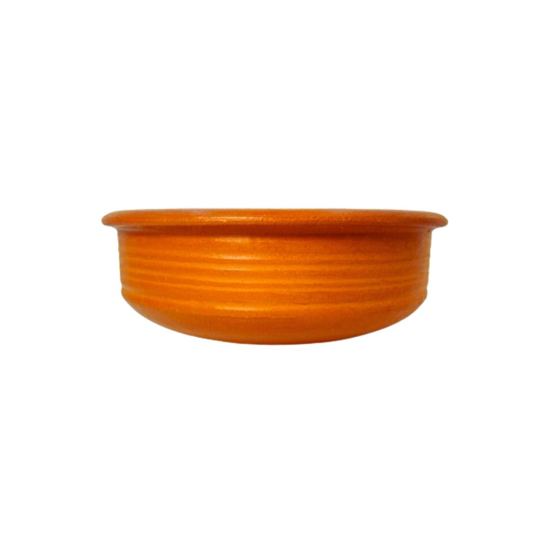 2 Liter Handcrafted Clay Pan - Perfect for Cooking and Serving. Colour: Red